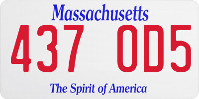 MA license plate 437OD5