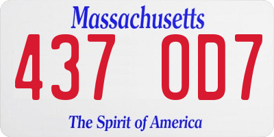 MA license plate 437OD7
