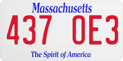 MA license plate 437OE3
