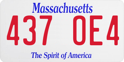 MA license plate 437OE4
