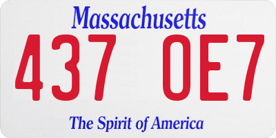 MA license plate 437OE7