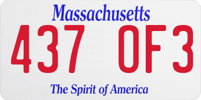 MA license plate 437OF3