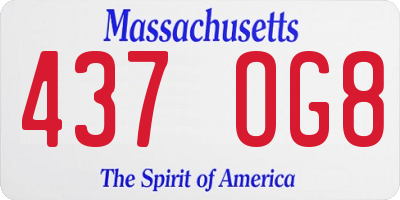 MA license plate 437OG8