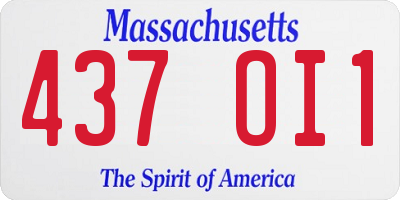 MA license plate 437OI1