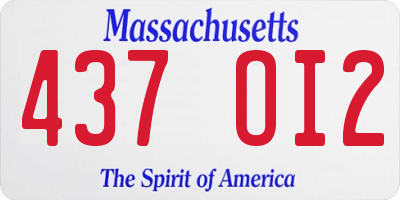 MA license plate 437OI2