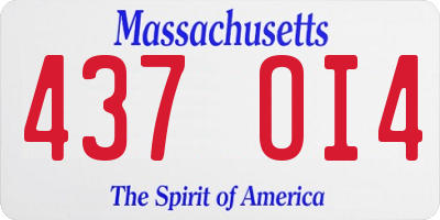 MA license plate 437OI4