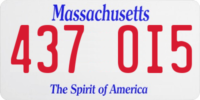 MA license plate 437OI5