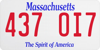 MA license plate 437OI7