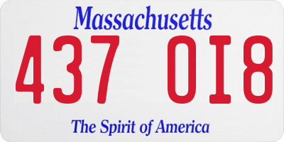 MA license plate 437OI8