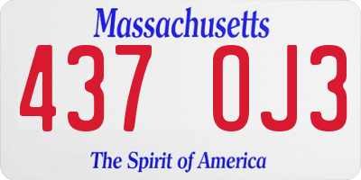 MA license plate 437OJ3