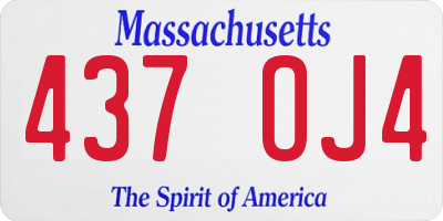 MA license plate 437OJ4