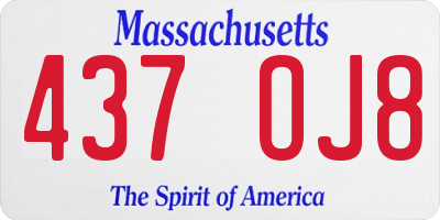 MA license plate 437OJ8