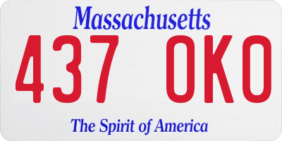 MA license plate 437OK0