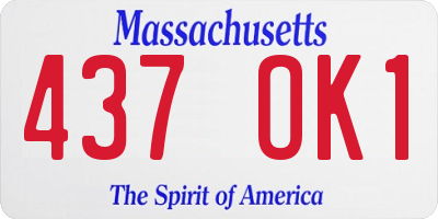 MA license plate 437OK1