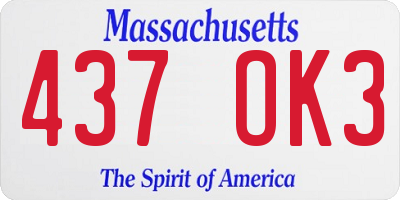 MA license plate 437OK3