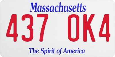 MA license plate 437OK4
