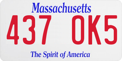 MA license plate 437OK5