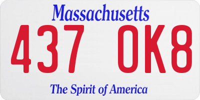 MA license plate 437OK8