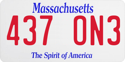 MA license plate 437ON3