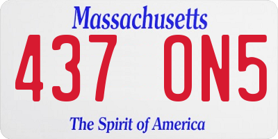 MA license plate 437ON5