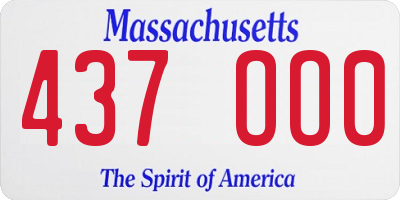 MA license plate 437OO0