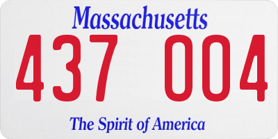 MA license plate 437OO4