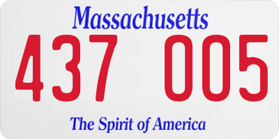 MA license plate 437OO5