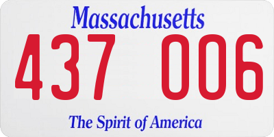 MA license plate 437OO6