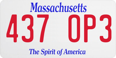 MA license plate 437OP3