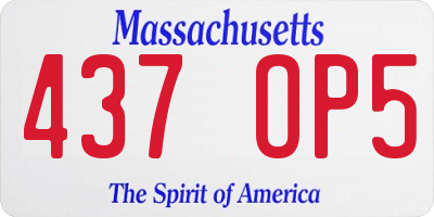 MA license plate 437OP5