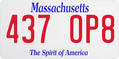MA license plate 437OP8