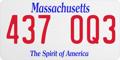 MA license plate 437OQ3