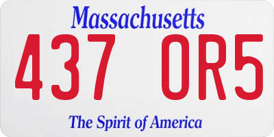 MA license plate 437OR5