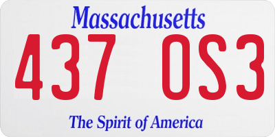 MA license plate 437OS3