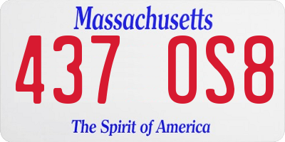 MA license plate 437OS8