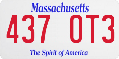 MA license plate 437OT3