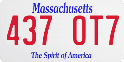 MA license plate 437OT7