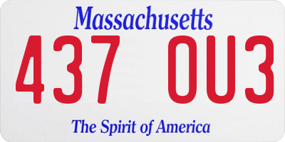 MA license plate 437OU3