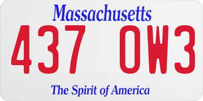 MA license plate 437OW3