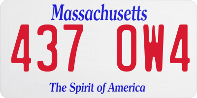 MA license plate 437OW4