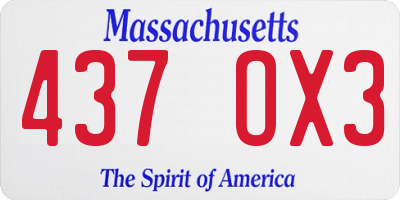 MA license plate 437OX3