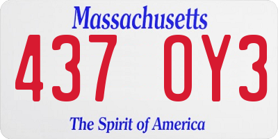 MA license plate 437OY3