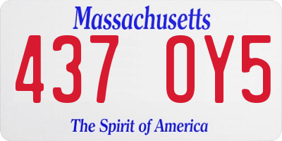 MA license plate 437OY5
