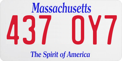 MA license plate 437OY7