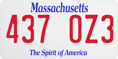 MA license plate 437OZ3