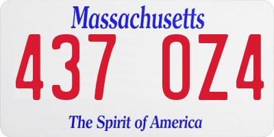 MA license plate 437OZ4