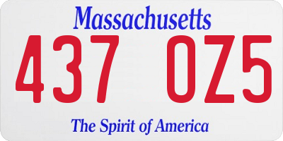 MA license plate 437OZ5