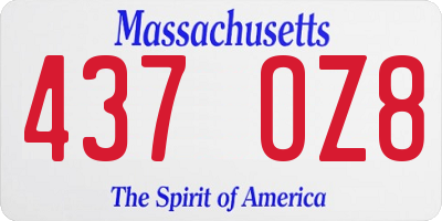 MA license plate 437OZ8