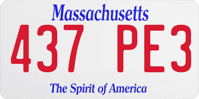 MA license plate 437PE3