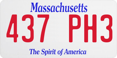 MA license plate 437PH3